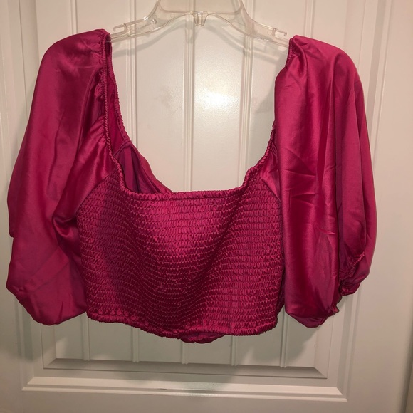 EXPRESS x Ladygang Hot Pink Chiffon Top- NWT - Picture 5 of 16